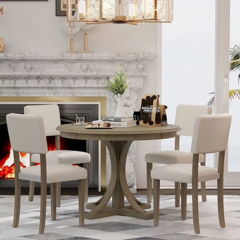 5-Piece Retro Round Dining Table Set