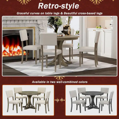 Set da pranzo rotondo retrò da 5 pezzi