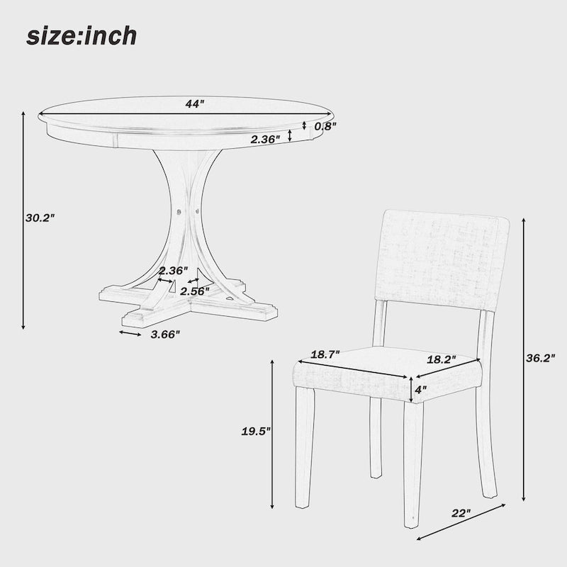 Set da pranzo rotondo retrò da 5 pezzi