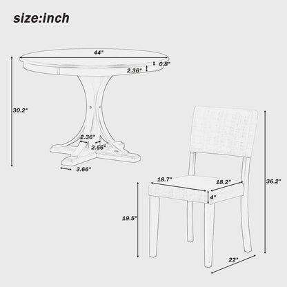 Set da pranzo rotondo retrò da 5 pezzi