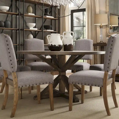 Set da pranzo da 7 pezzi con base a X in legno di pino rustico Benchwright di iNSPIRE Q Artisan