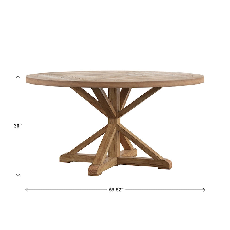 Set da pranzo da 7 pezzi con base a X in legno di pino rustico Benchwright di iNSPIRE Q Artisan