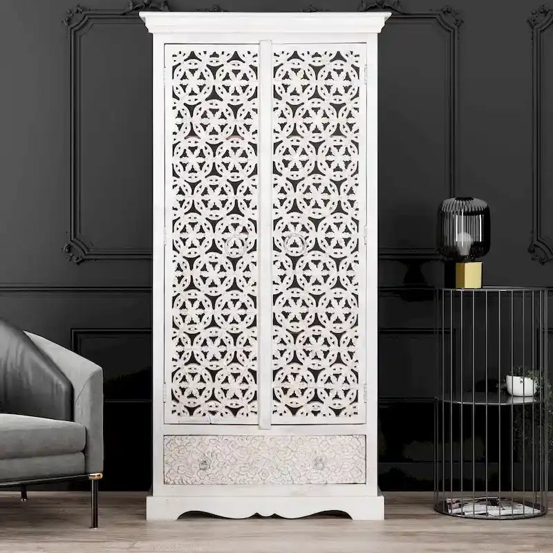 Maadze Mandolin 70.6 Armadio alto intagliato con ripiani e cassetti