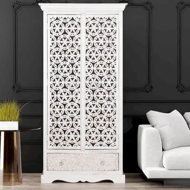 Maadze Mandolin 70.6 Armadio alto intagliato con ripiani e cassetti