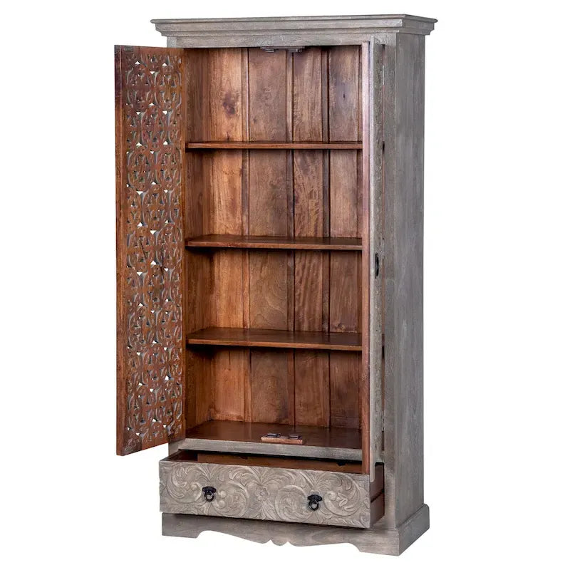 Maadze Mandolin 70.6 Armadio alto intagliato con ripiani e cassetti