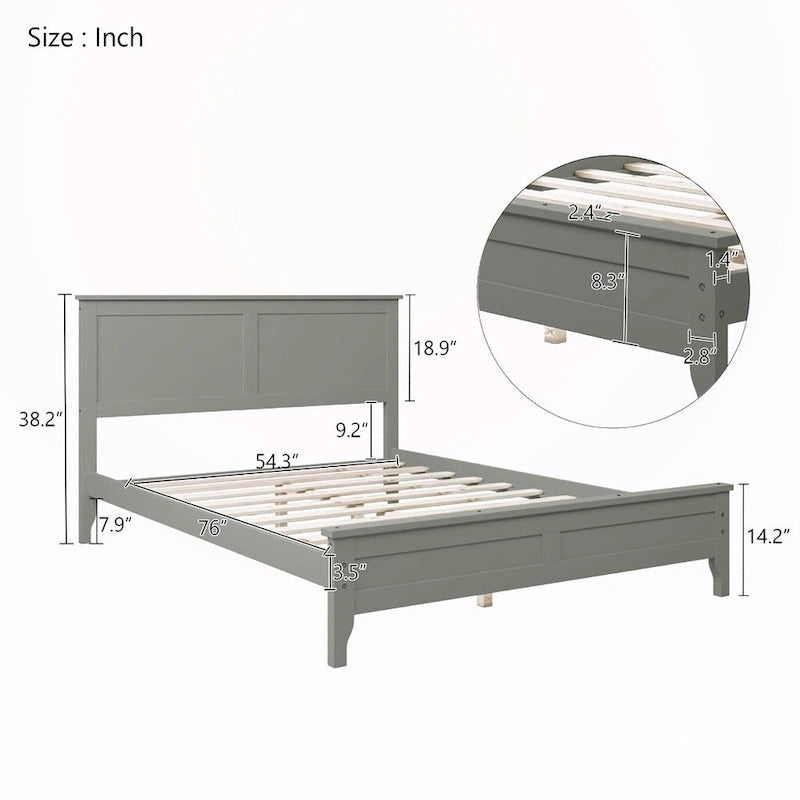 Letto a piattaforma completo in legno massello