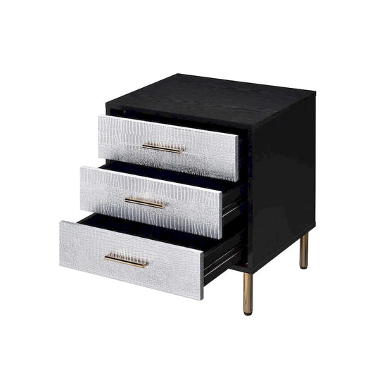 3 Drawers Nightstand with Metal Legs