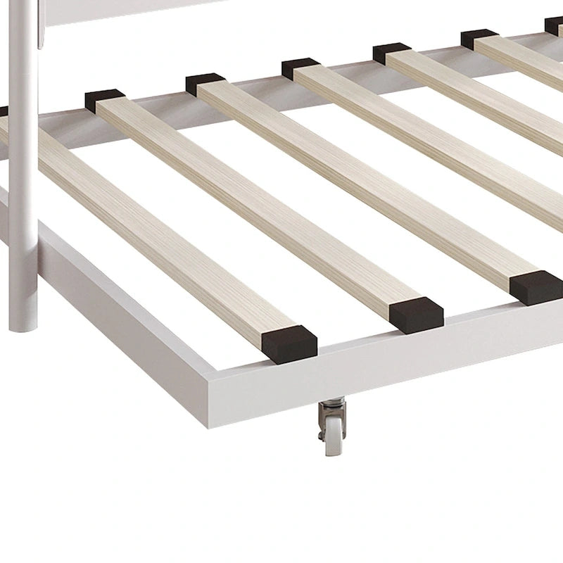 Divano letto matrimoniale classico vittoriano in metallo con rotelle CraftPorch