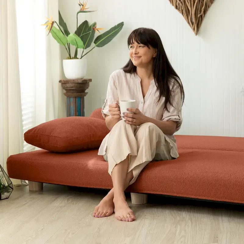 Jaxx Avida Daybed - Letto matrimoniale pieghevole - Premium Boucle: salotto elegante e moderno per ospiti che desiderano rilassarsi e pernottare