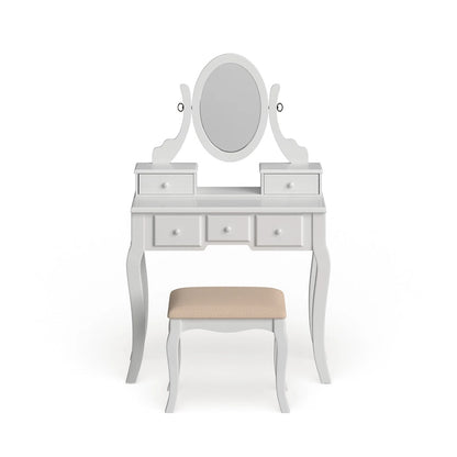 Set di tavolo da trucco e sgabello Roundhill Furniture Copper Grove Watt Wood