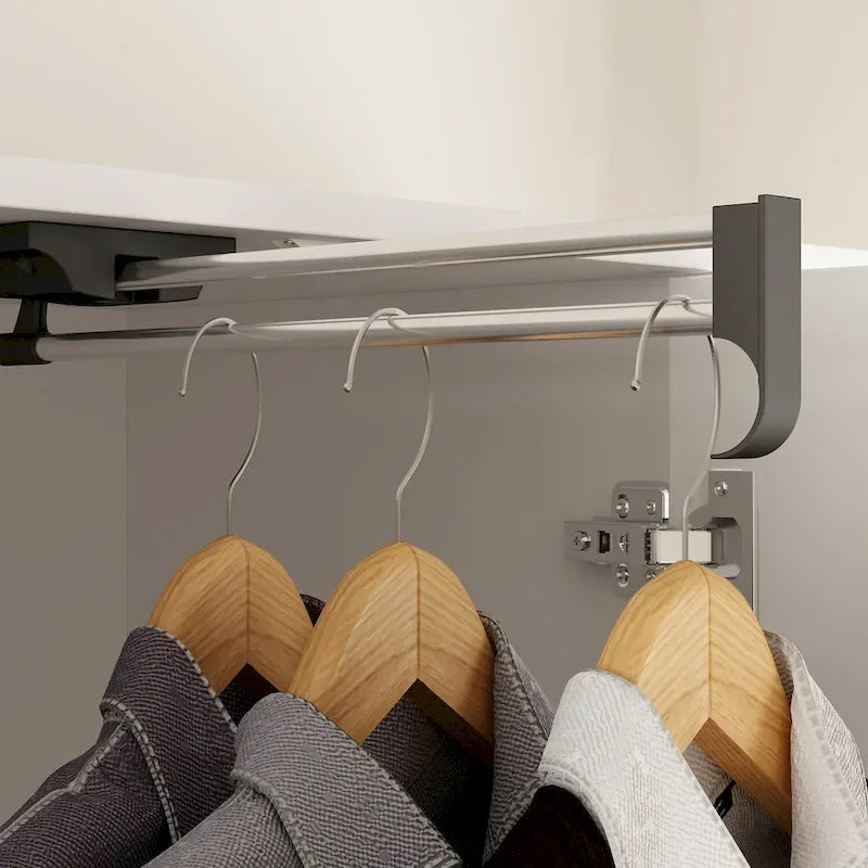 Armadio guardaroba con asta appendiabiti scalabile, specchio salvaspazio