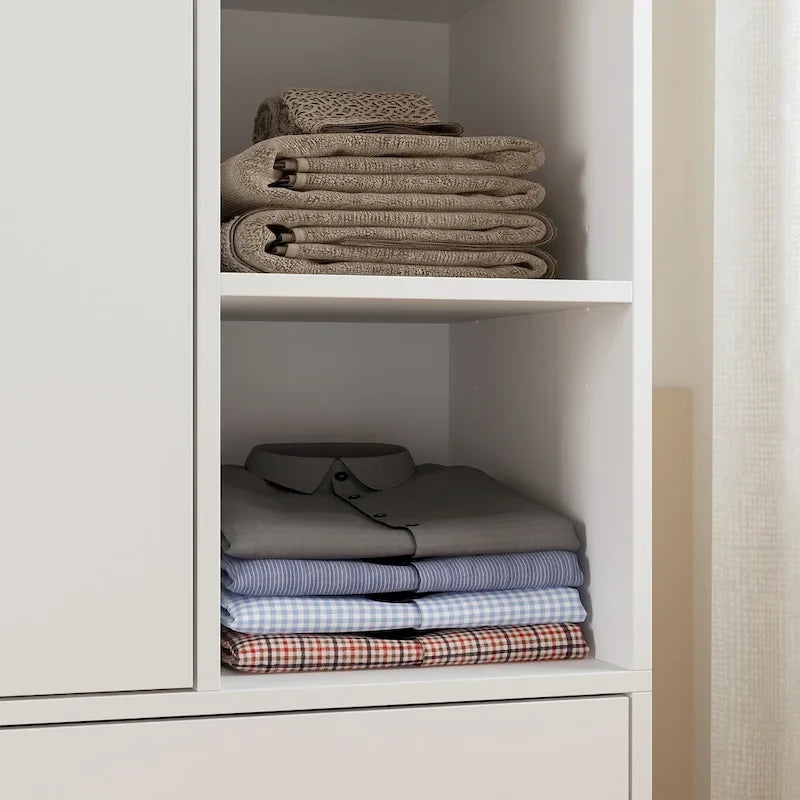 Armadio guardaroba con asta appendiabiti scalabile, specchio salvaspazio