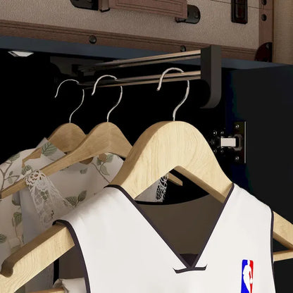 Armadio guardaroba con asta appendiabiti scalabile, specchio salvaspazio