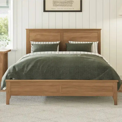 Letto moderno con piattaforma in legno massello