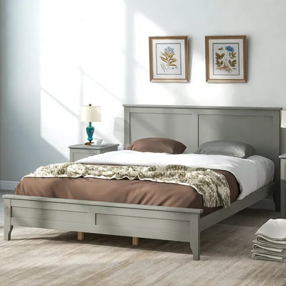 Letto moderno con piattaforma in legno massello