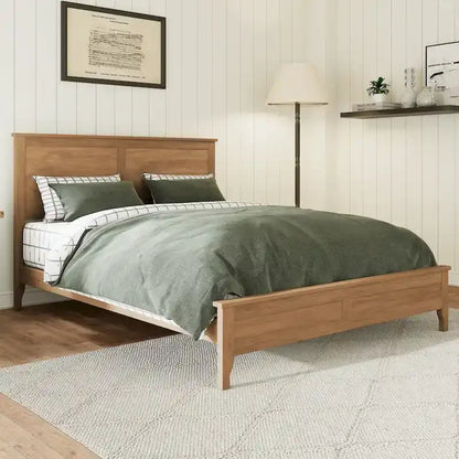 Letto moderno con piattaforma in legno massello