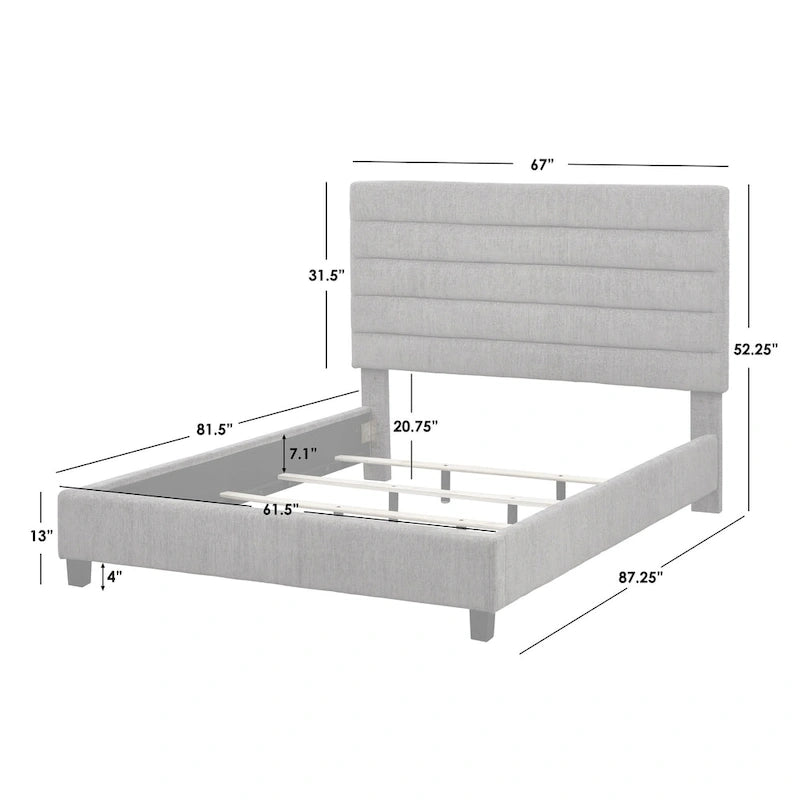 Letto matrimoniale imbottito con schienale a canale Lifestorey Raquel
