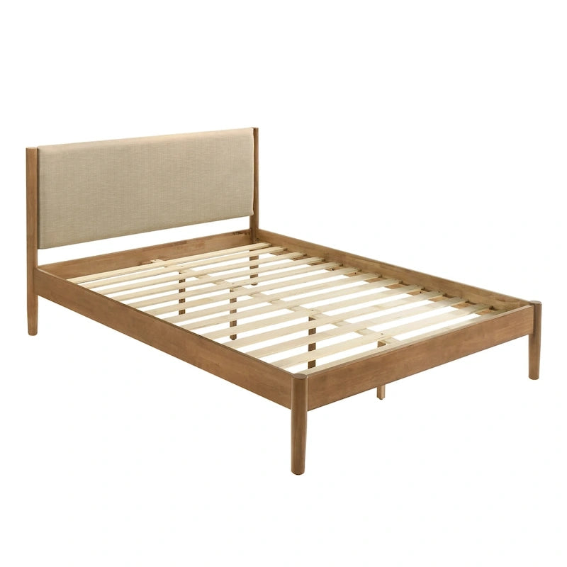 Letto a piattaforma Vichy di Roundhill Furniture, noce chiaro, matrimoniale