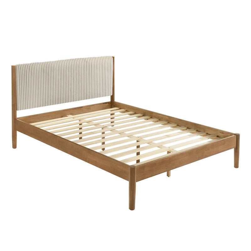 Letto a piattaforma Vichy di Roundhill Furniture, noce chiaro, matrimoniale