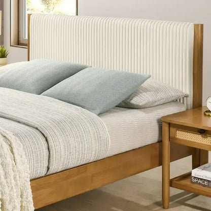 Letto a piattaforma Vichy di Roundhill Furniture, noce chiaro, matrimoniale