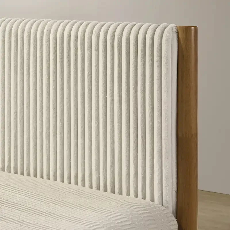 Letto a piattaforma Vichy di Roundhill Furniture, noce chiaro, matrimoniale