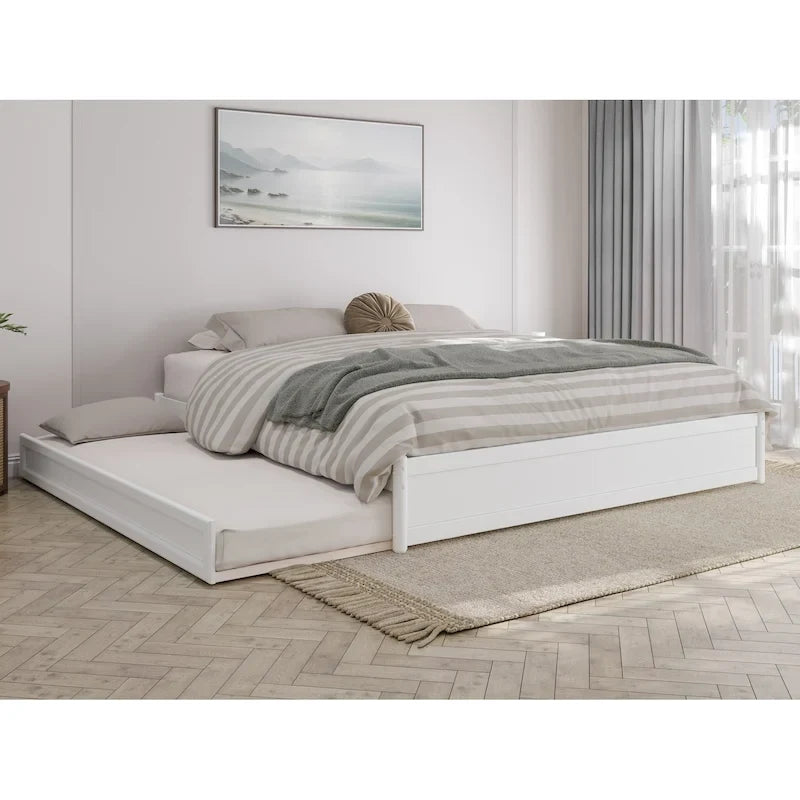 Letto a piattaforma Barcelona Panel con rotelle Twin XL