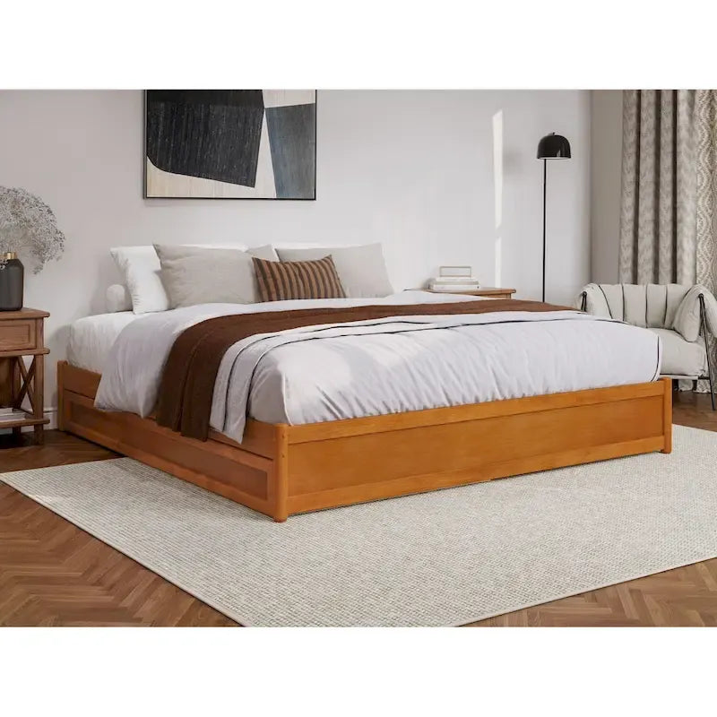 Letto a piattaforma Barcelona Panel con rotelle Twin XL