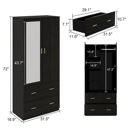 Armadio guardaroba in legno moderno e minimalista indipendente per camera da letto