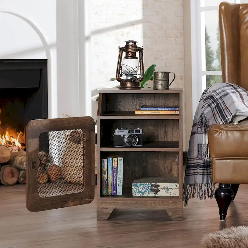 Tavolino DH BASIC in rovere rustico da 16 pollici con 3 ripiani di Denhour