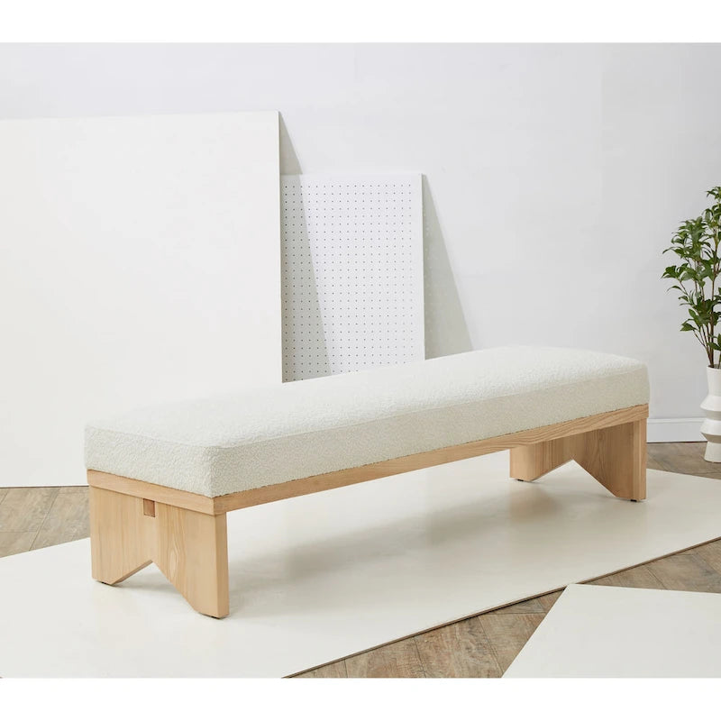 SAFAVIEH Couture Boris Mid-Century Modern Bench - 62.4 In. W x 19.7 In. D x 16.5 In. H - 62Wx20Dx17H