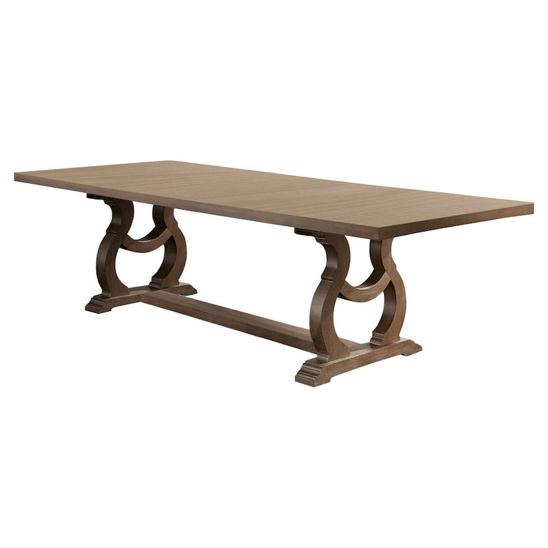 Set da pranzo Fremont Barley marrone e crema da 9 pezzi con piano rimovibile