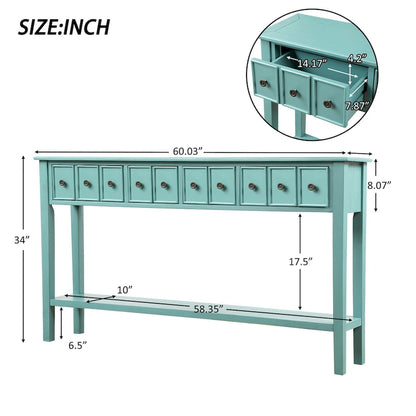 Consolle da ingresso lunga Merax Rustic a 4 cassetti