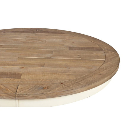 Roundhill Furniture Prato, set da pranzo rotondo da 5 pezzi con sedie con schienale a croce, bianco anticato e rovere anticato