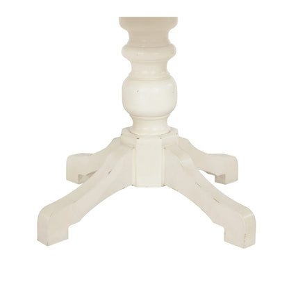 Roundhill Furniture Prato, set da pranzo rotondo da 5 pezzi con sedie con schienale a croce, bianco anticato e rovere anticato