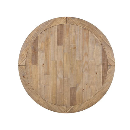 Roundhill Furniture Prato, set da pranzo rotondo da 5 pezzi con sedie con schienale a croce, bianco anticato e rovere anticato