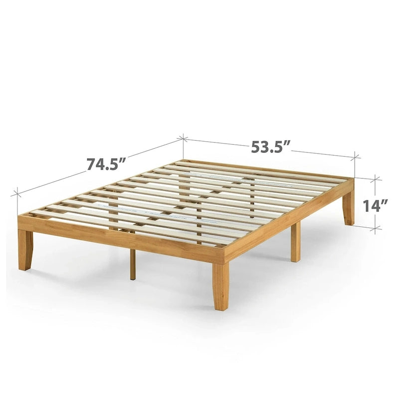 Letto a piattaforma in legno massello naturale Priage by Zinus da 14 pollici