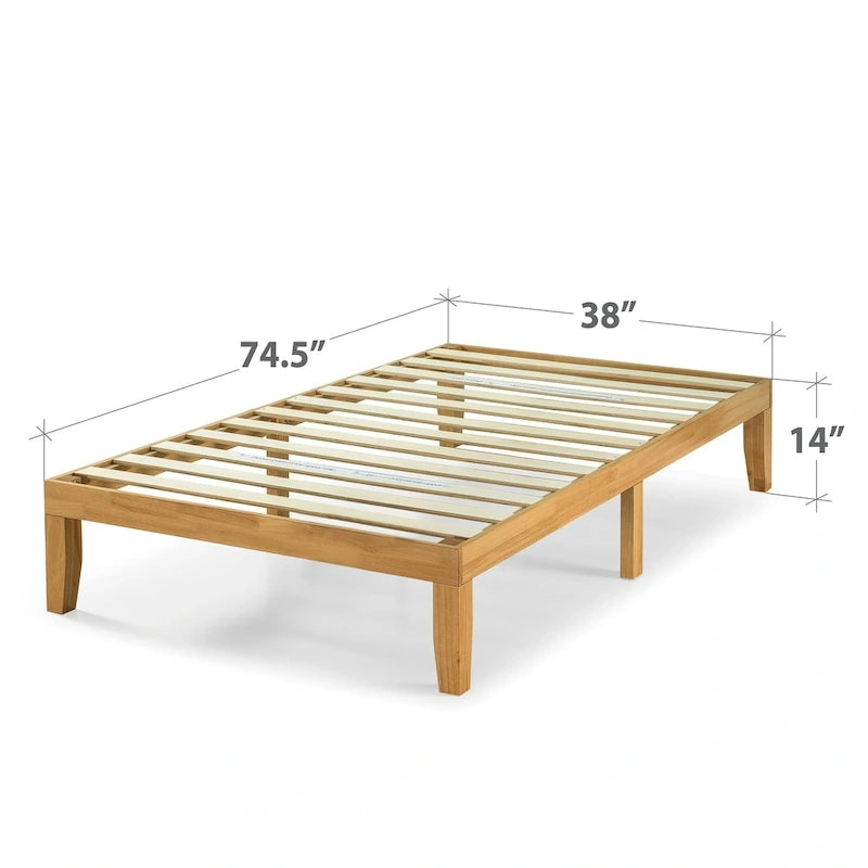 Letto a piattaforma in legno massello naturale Priage by Zinus da 14 pollici