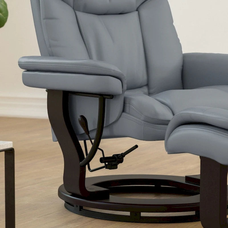 Poltrona reclinabile multiposizione contemporanea e pouf curvo con base girevole