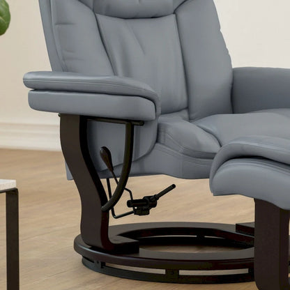 Poltrona reclinabile multiposizione contemporanea e pouf curvo con base girevole
