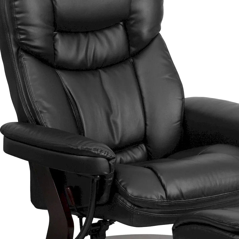 Poltrona reclinabile multiposizione contemporanea e pouf curvo con base girevole