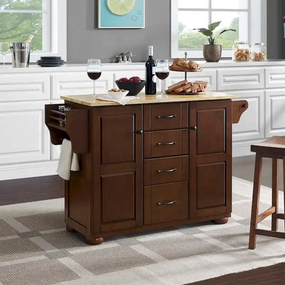 Crosley Eleanor Natural Wood Top Kitchen Island - 18  d x 51.5  w x 35.25  h