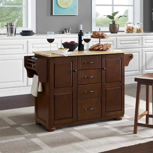 Crosley Eleanor Natural Wood Top Kitchen Island - 18  d x 51.5  w x 35.25  h