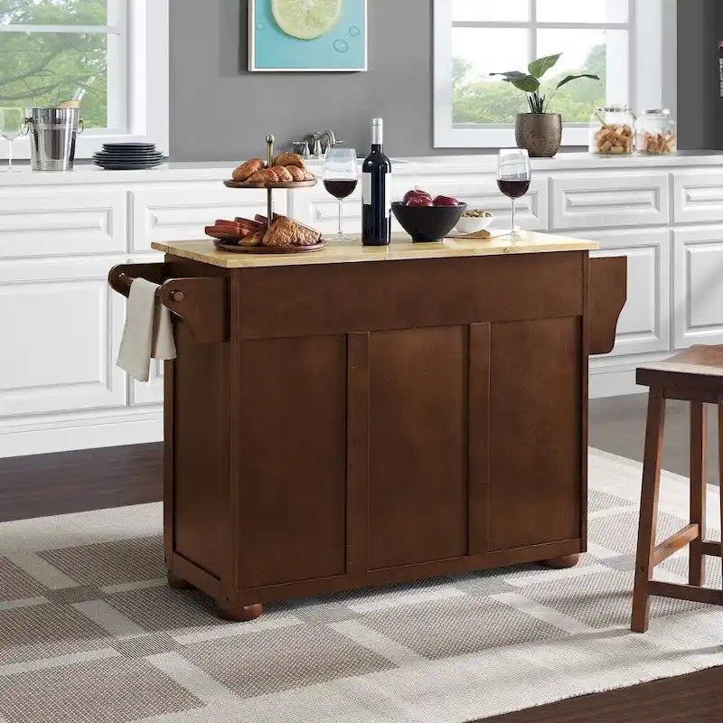 Isola da cucina con piano in legno naturale Crosley Eleanor - 18 dx 51,5 wx 35,25 h