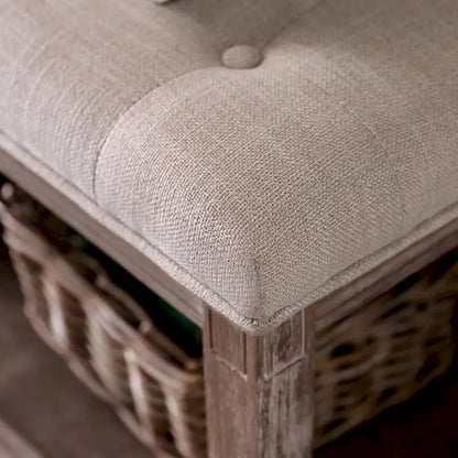 Panca da ingresso con contenitore in lino rustico Beavers Point di The Gray Barn