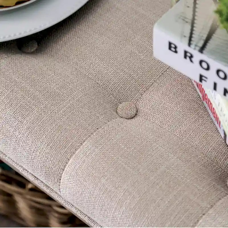 Panca da ingresso con contenitore in lino rustico Beavers Point di The Gray Barn