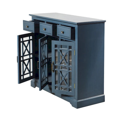 Credenza StyleCraft Archer Ridge blu navy con 3 cassetti e 2 ante