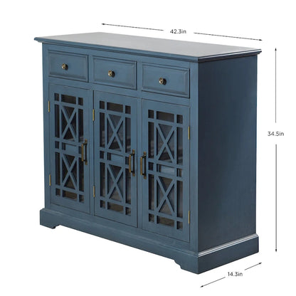 Credenza StyleCraft Archer Ridge blu navy con 3 cassetti e 2 ante