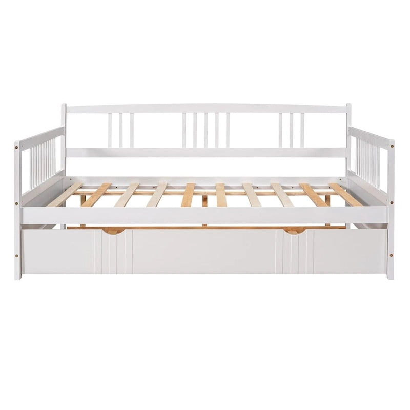 Merax Full Size Daybed Wood Bed with Twin Size Trundle