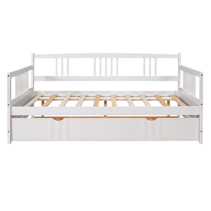 Merax Full Size Daybed Wood Bed with Twin Size Trundle