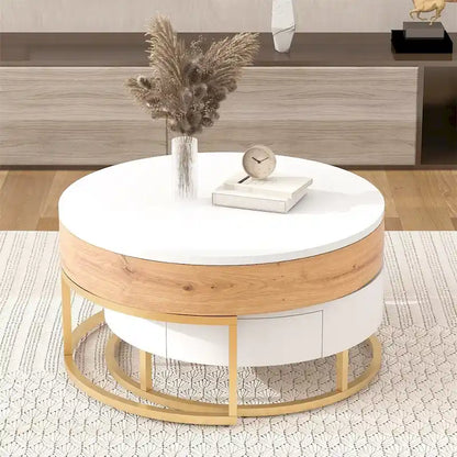 Tavolini da caffè Merax Modern Round Lift-top impilabili con 2 cassetti